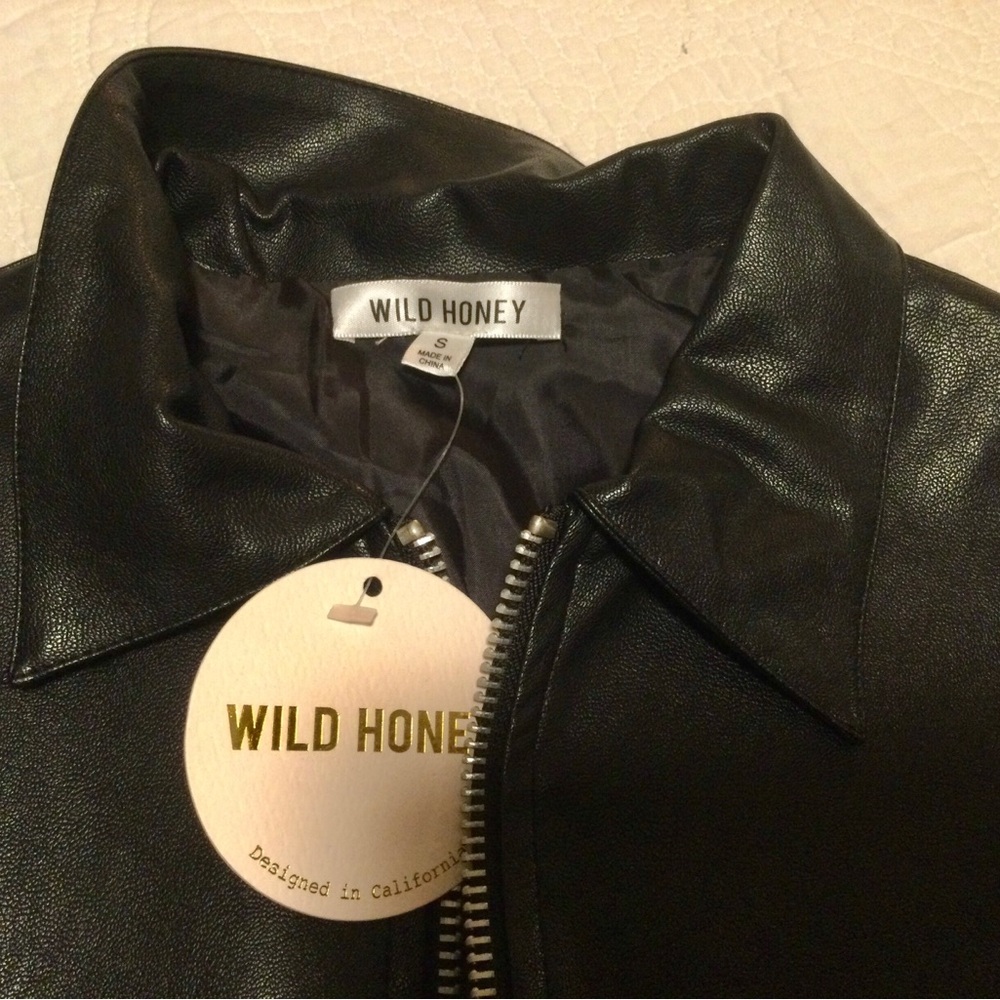 Wild Honey Black Faux Leather Jacket - Picture 3 of 8